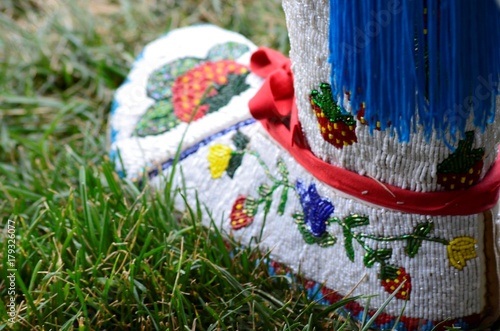 A aboriginal moccasin with beautiful handcrafted bead work photo
