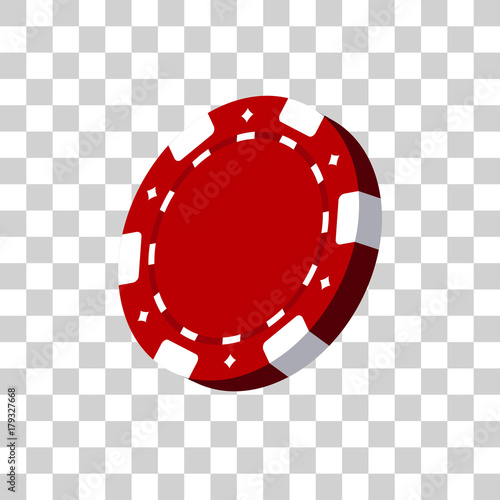 Red casino chip vector illustration on transparent  background