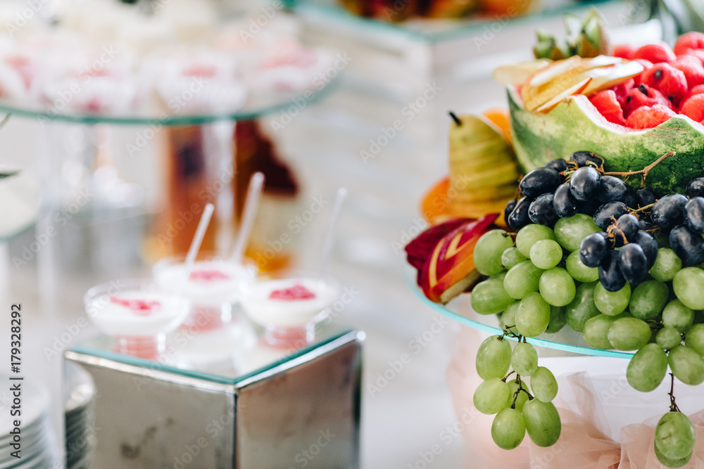 many different fruits an the wedding reception. many different fruits an the wedding reception.