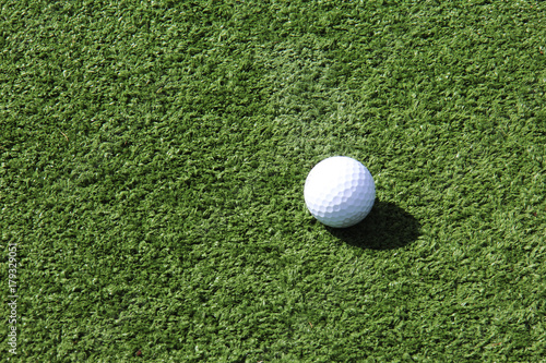 Close up of white golf ball on golf green