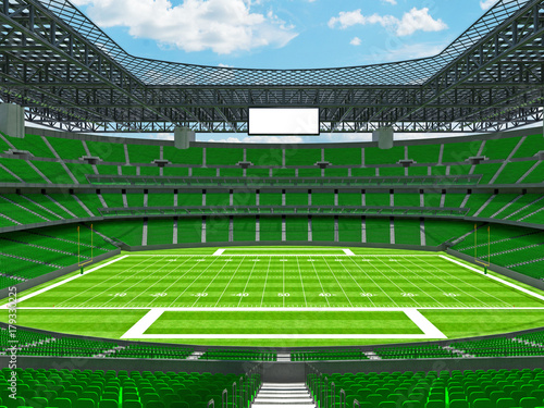 Modern American football Stadium with green seats