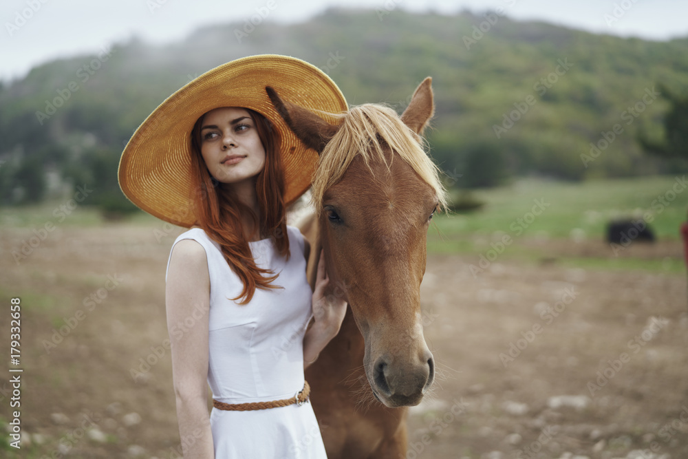 Woman petting horse Woman petting horse