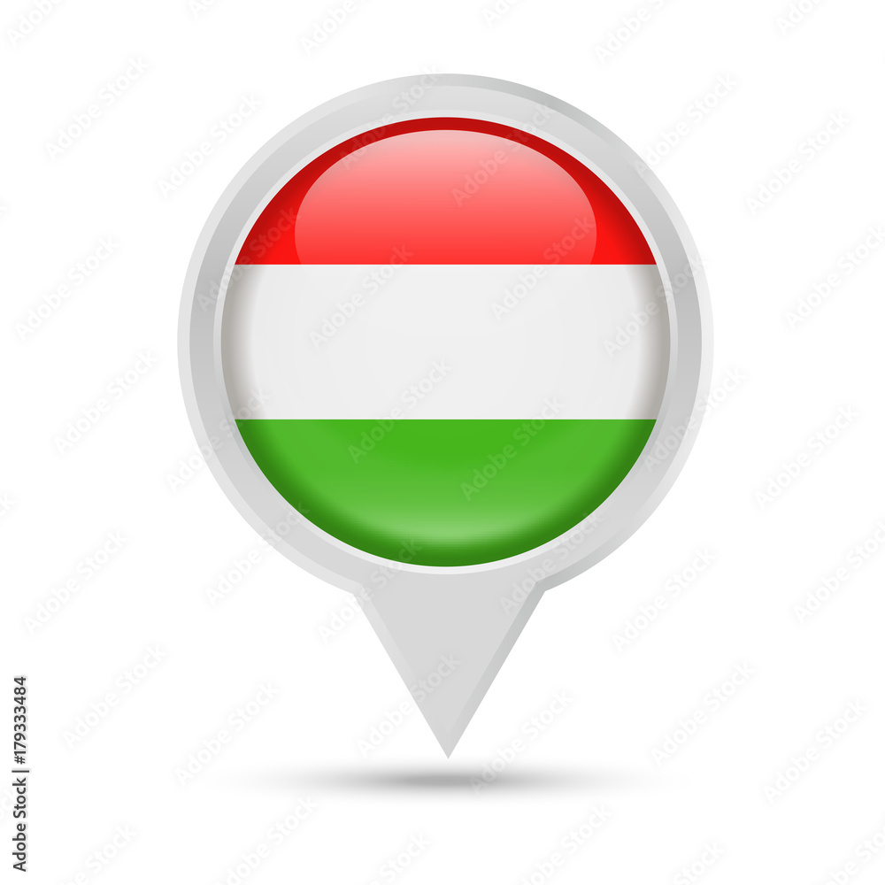 Hungary Flag Round Pin Vector Icon Hungary Flag Round Pin Vector Icon