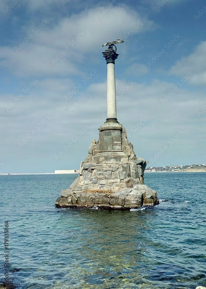 Monument to the scuttled ships in Sevastopol. Monument to the scuttled ships in Sevastopol.