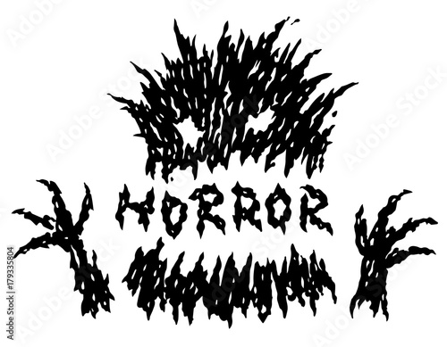 Little black toothy terrible stump monster. Vector illustration.