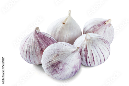 Raw garlic isolated on white.