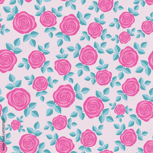 Seamless elegant floral pattern with pink roses on rose background. Ditsy print. Perfect for scrapbooking  textile  wrapping paper etc. Vector illustration.