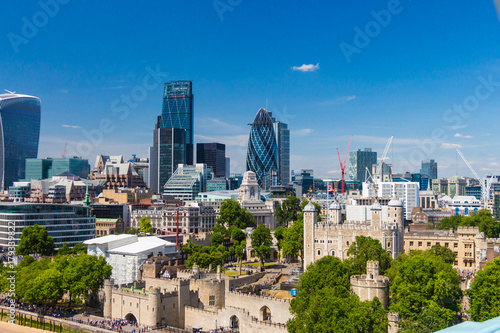 Financial center of London and Tower, UK