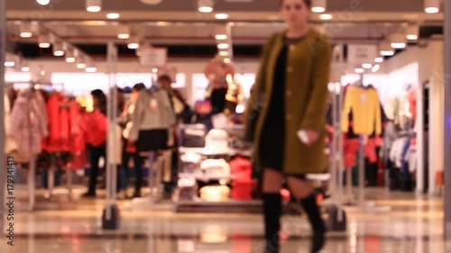 Wallpaper Mural Shopping in mall, walking people, blurred background. Time lapse. Torontodigital.ca