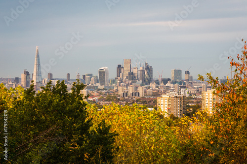 Photography Autumn view of London's skyline from the distance
