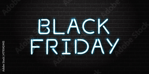 Vector realistic isolated neon sign of Black Friday lettering for decoration and covering on the transparent background. Concept of sale, clearance and discount.