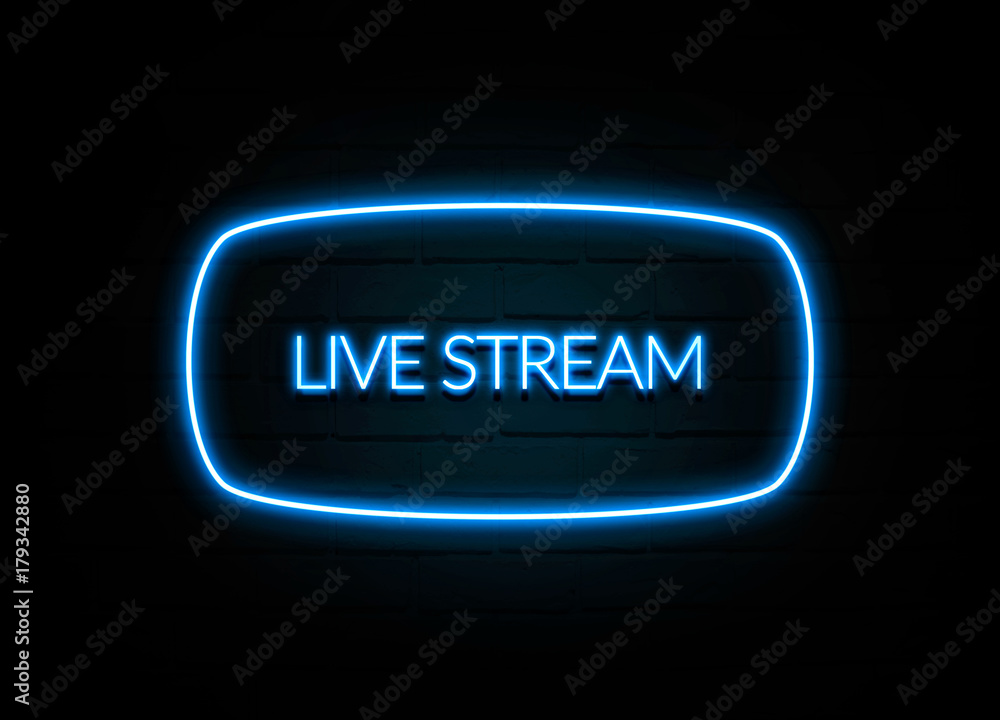 Live Stream  - colorful Neon Sign on brickwall