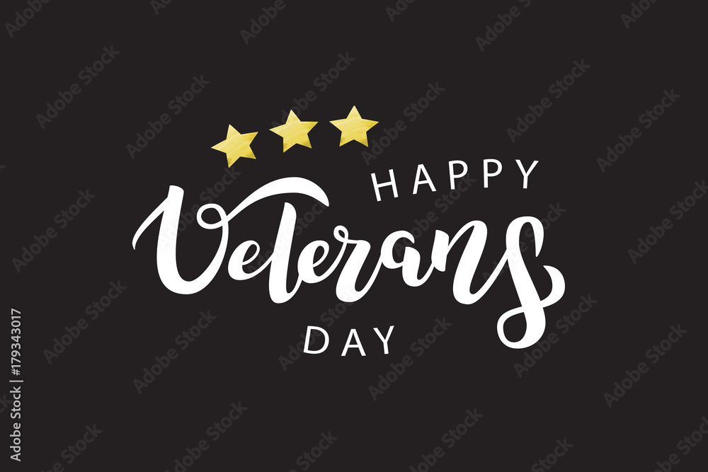 Vector isolated lettering for 11th November, Veterans Day lettering for decoration and covering on the dark background. Concept of Memorial day in USA.