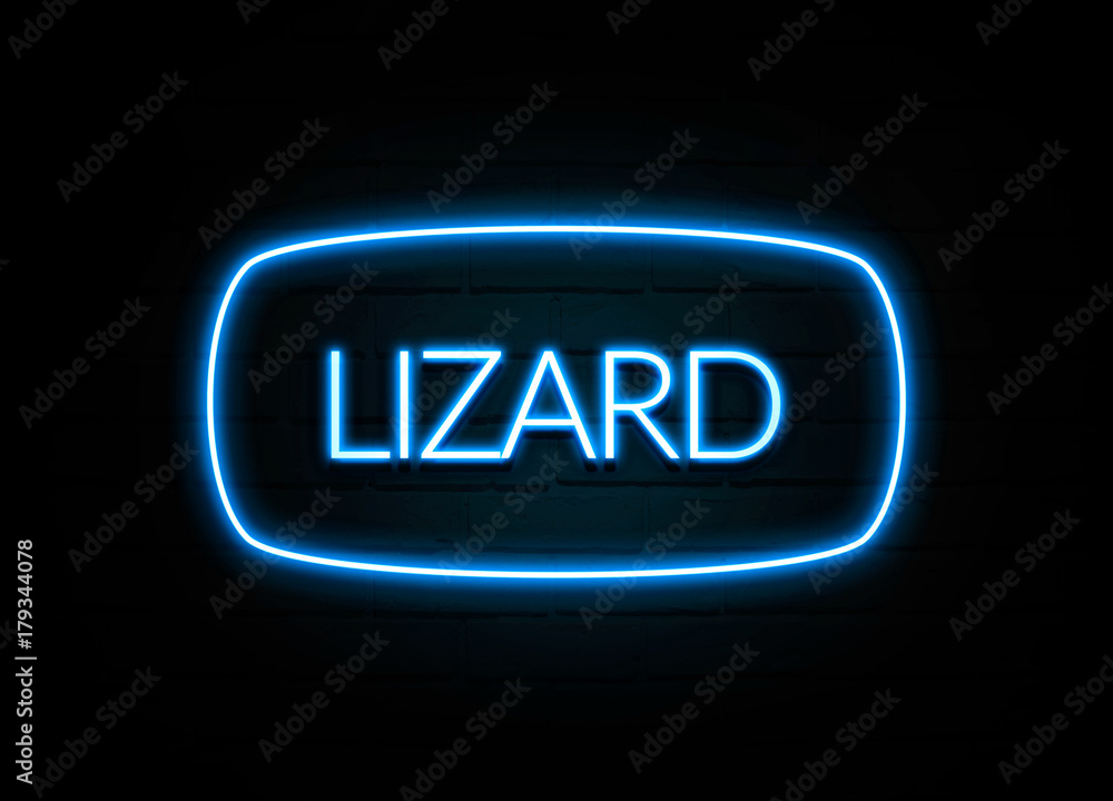 Lizard - colorful Neon Sign on brickwall Lizard - colorful Neon Sign on brickwall