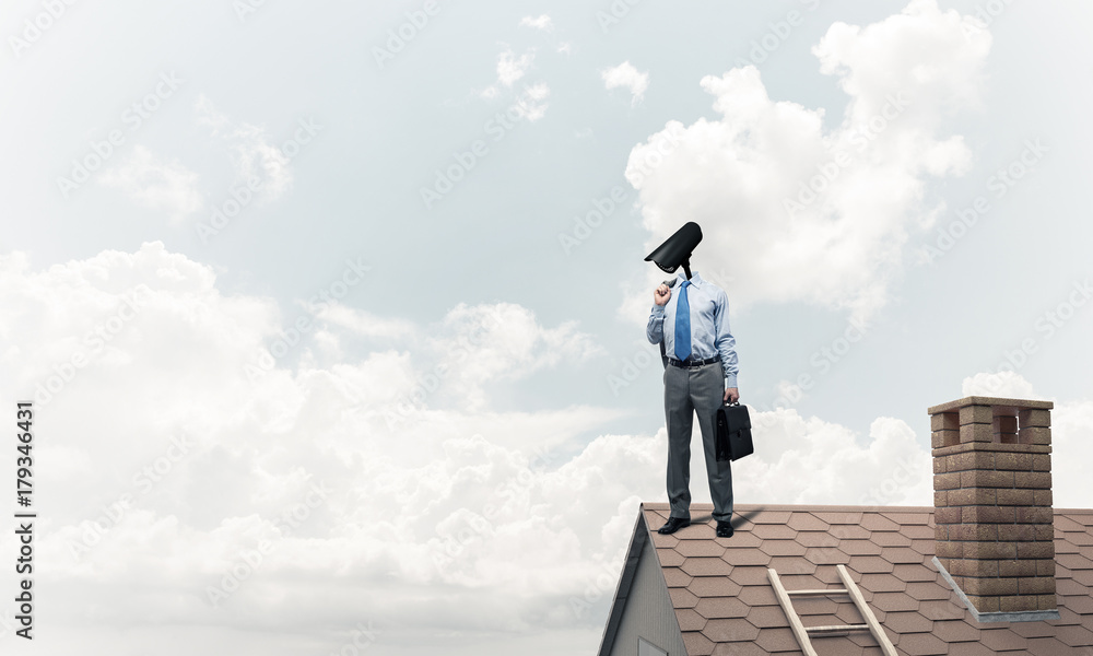 Concept of home security and privacy protection with camera head Concept of home security and privacy protection with camera head