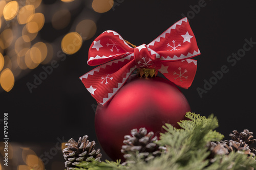 Christmas decorations on black background