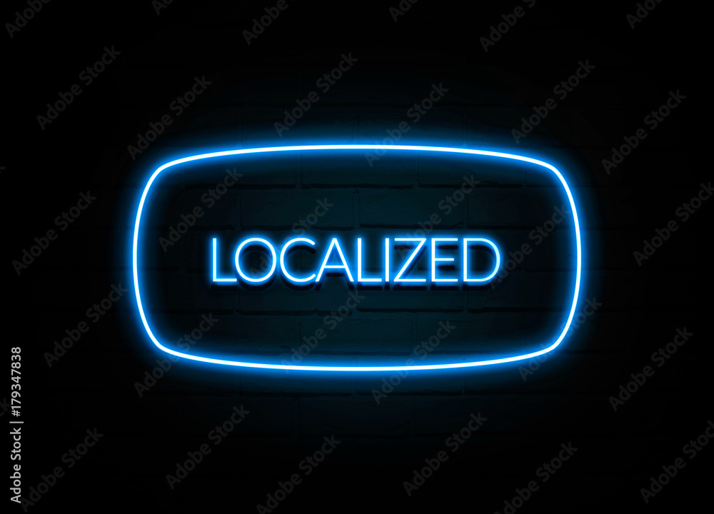 Localized - colorful Neon Sign on brickwall Localized - colorful Neon Sign on brickwall