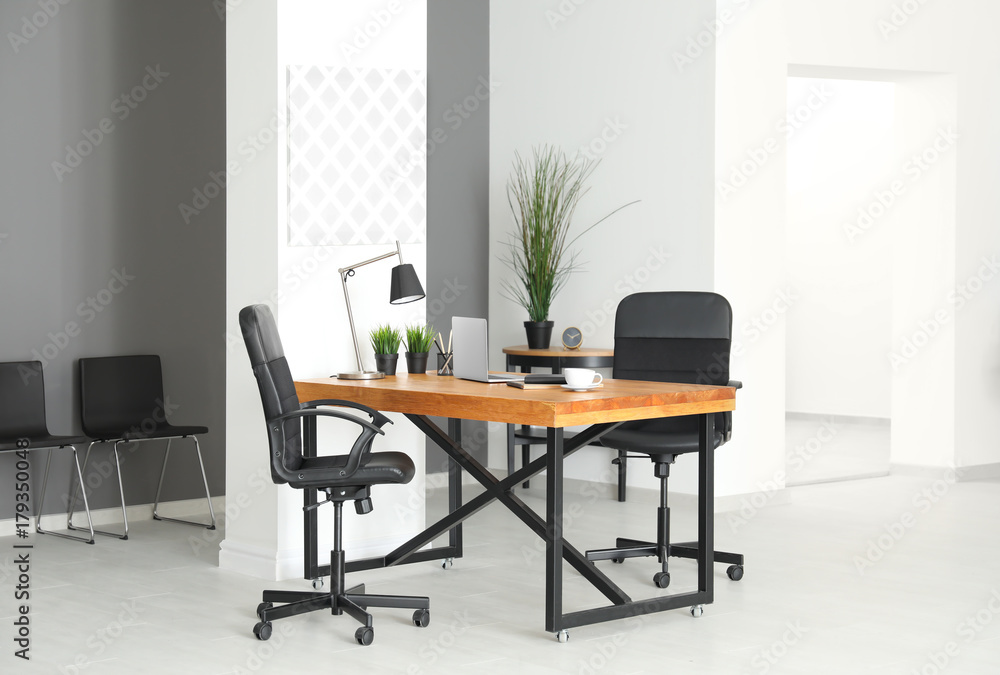 Interior of modern room with comfortable workplace Interior of modern room with comfortable workplace