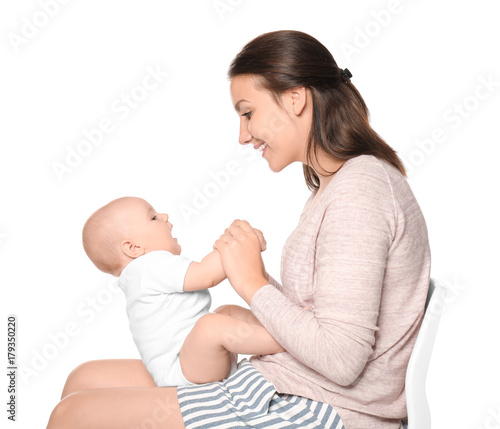 Happy young woman with cute...