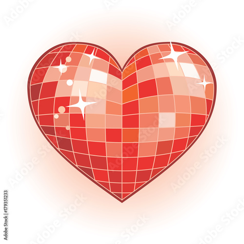 Sparkling red heart shaped disco ball for Valentine's Day