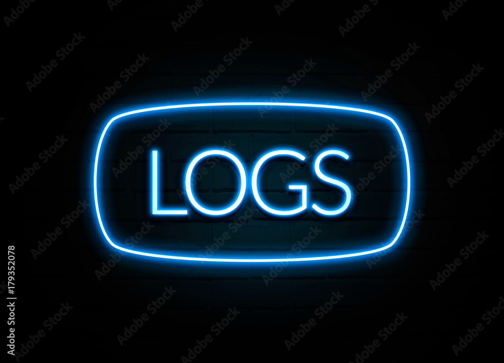 Logs - colorful Neon Sign on brickwall Logs - colorful Neon Sign on brickwall