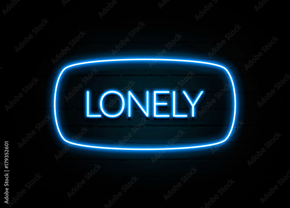 Lonely - colorful Neon Sign on brickwall Lonely - colorful Neon Sign on brickwall