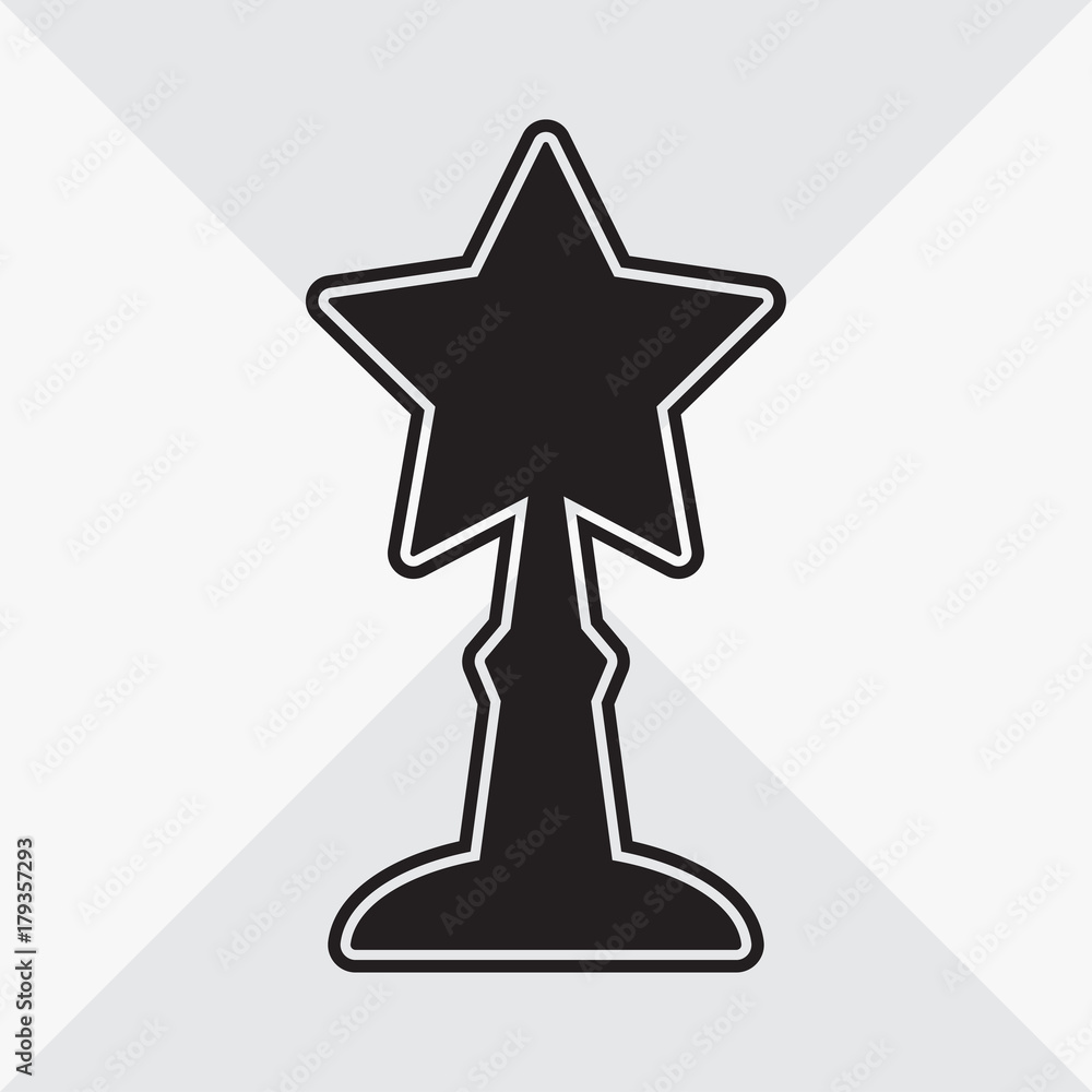Cup star icon. Black silhouette on gray background. Vector illustration Cup star icon. Black silhouette on gray background. Vector illustration