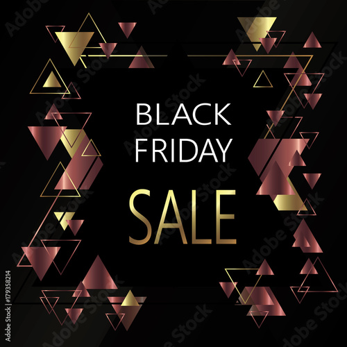 Black Friday, discounts, sale. Geometric, abstract. Vector illustration with triangles.