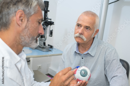 explanation about the eye disease to the patient photo