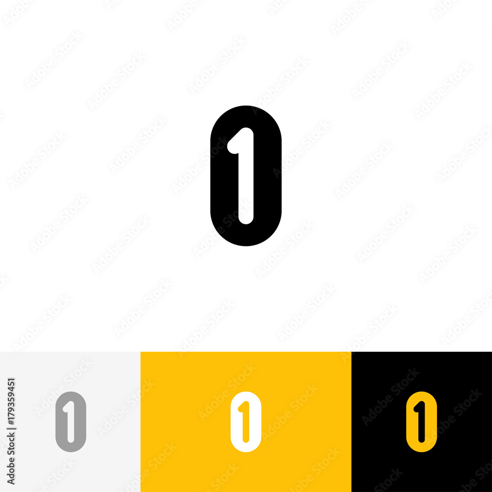 One and zero vector monogram. Logo, icon, symbol, sign from 1 and 0. Flat logotype design with yellow color for company or brand. One and zero vector monogram. Logo, icon, symbol, sign from 1 and 0. Flat logotype design with yellow color for company or brand.