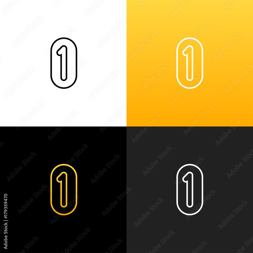 Logo 1 and 0. Linear logo of the one and zero for companies and brands with a yellow gradient. Set of minimalistic monogram design. Logo 1 and 0. Linear logo of the one and zero for companies and brands with a yellow gradient. Set of minimalistic monogram design.