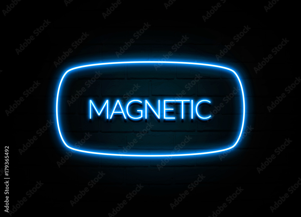 Magnetic  - colorful Neon Sign on brickwall