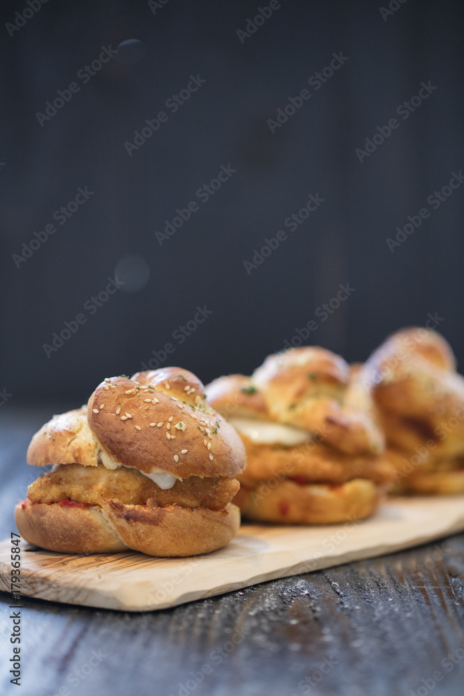 Fototapeta premium sandwich with home made bread and chicken