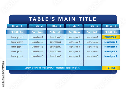 Data table template. ideal for presentations and institutional materials
