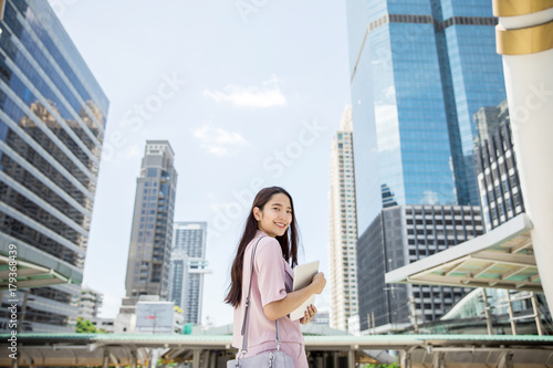 Young businesswoman outdoors
