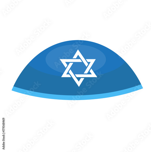 Hebrew bale icon, flat style. Religious Jewish hat. Isolated on white background. Vector illustration