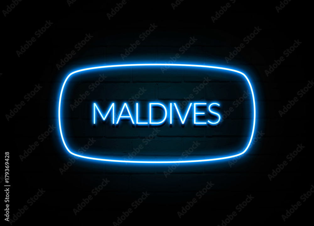 Maldives - colorful Neon Sign on brickwall Maldives - colorful Neon Sign on brickwall