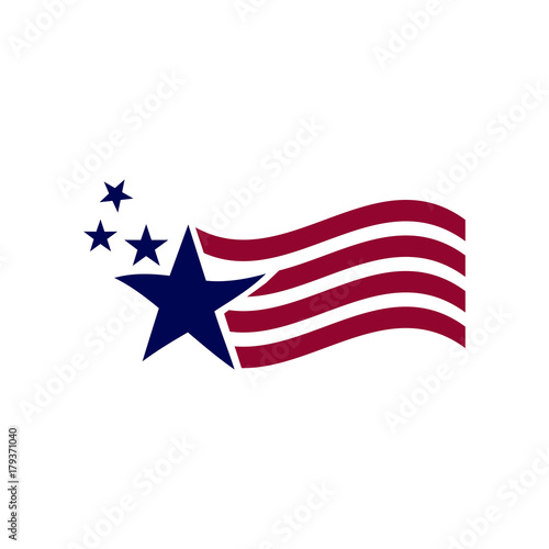 illustration America flag waving