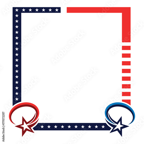 Frame background with red stripes and stars of the US flag