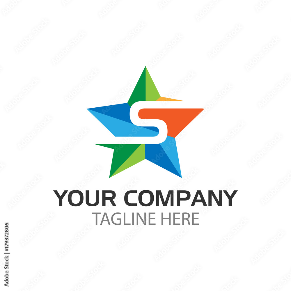 Combines star and the letter S. Colorful logos have a cheerful, happy, and active impression. Combines star and the letter S. Colorful logos have a cheerful, happy, and active impression.