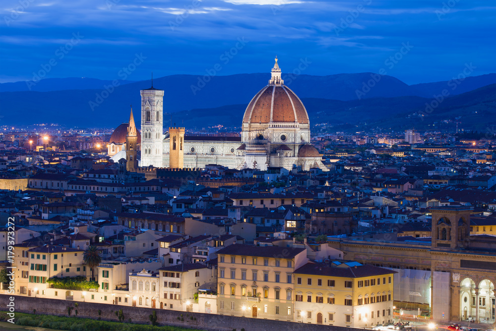 Cathedral of Santa Maria del Fiore in the evening twilight. Florence, Italy