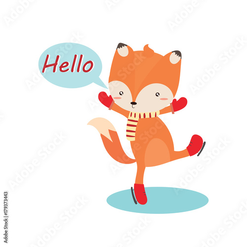 set face of cute foxes.Vector illustration