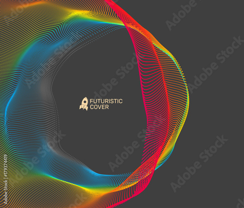 Abstract science or technology background. Tunnel. Array with dynamic particles. Vector illustration.