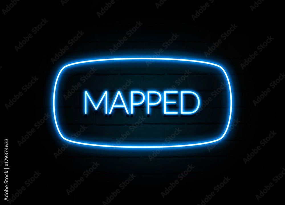 Mapped - colorful Neon Sign on brickwall Mapped - colorful Neon Sign on brickwall