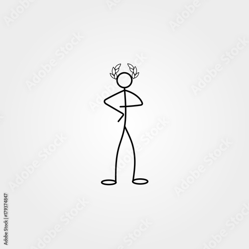 Stick figure man, vector drawing on white background
