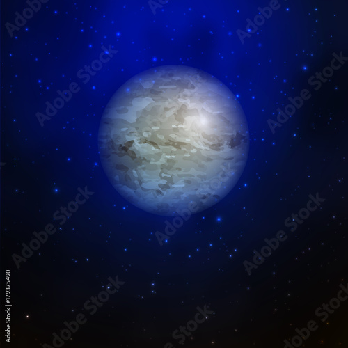 Blue planet in space galaxy.