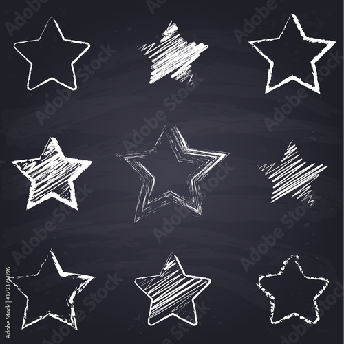 Chalk drawn star. Geometric figures on chalkboard background.