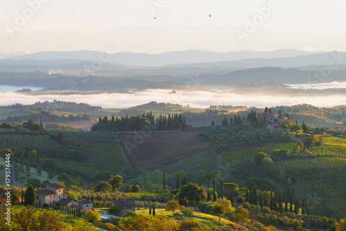 A September morning in the vicinity of San Gimignano. Tuscany, Italy