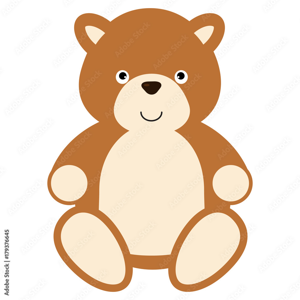 Obraz premium Teddy bear toy flat icon. Vector illustration.