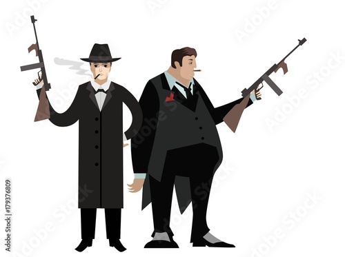 mafia mobster with machine gun